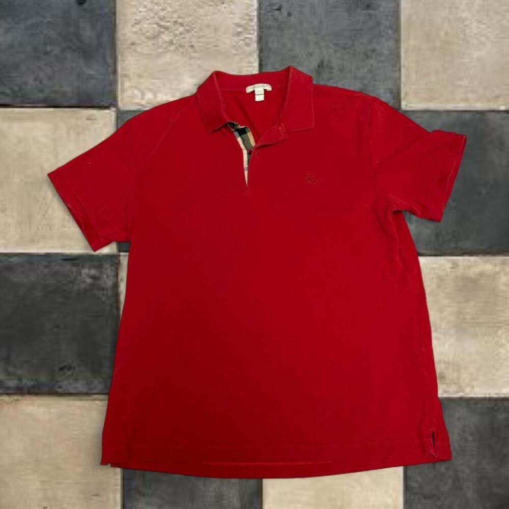 Burberry Brit Mens Polo Shirt Collared Cotton Red size XL